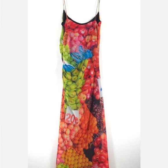 New Zara Colorful Fruit Print Backless Dress - Picture 9 of 12